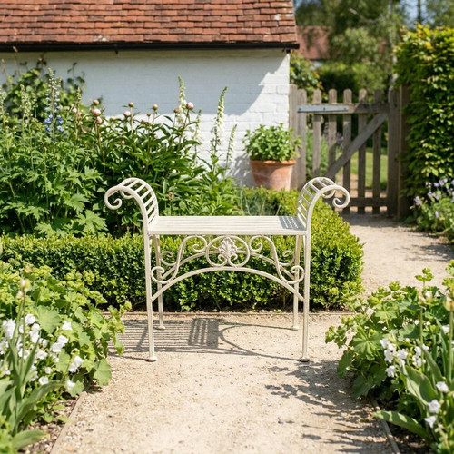 Gartenbank vintage antik weiß - gartenbank,