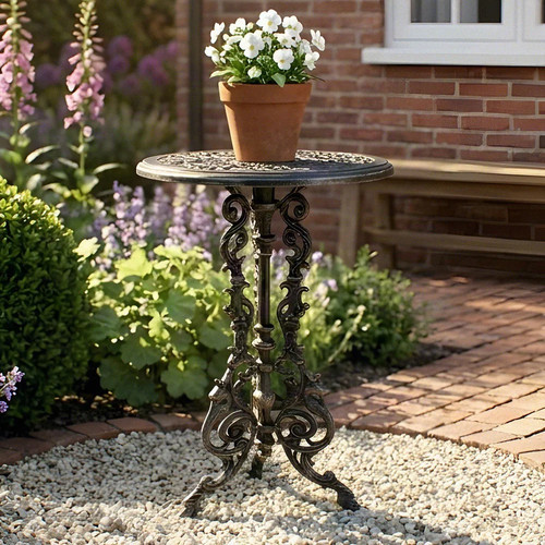 Blumentisch eisen antik - antik, rund
